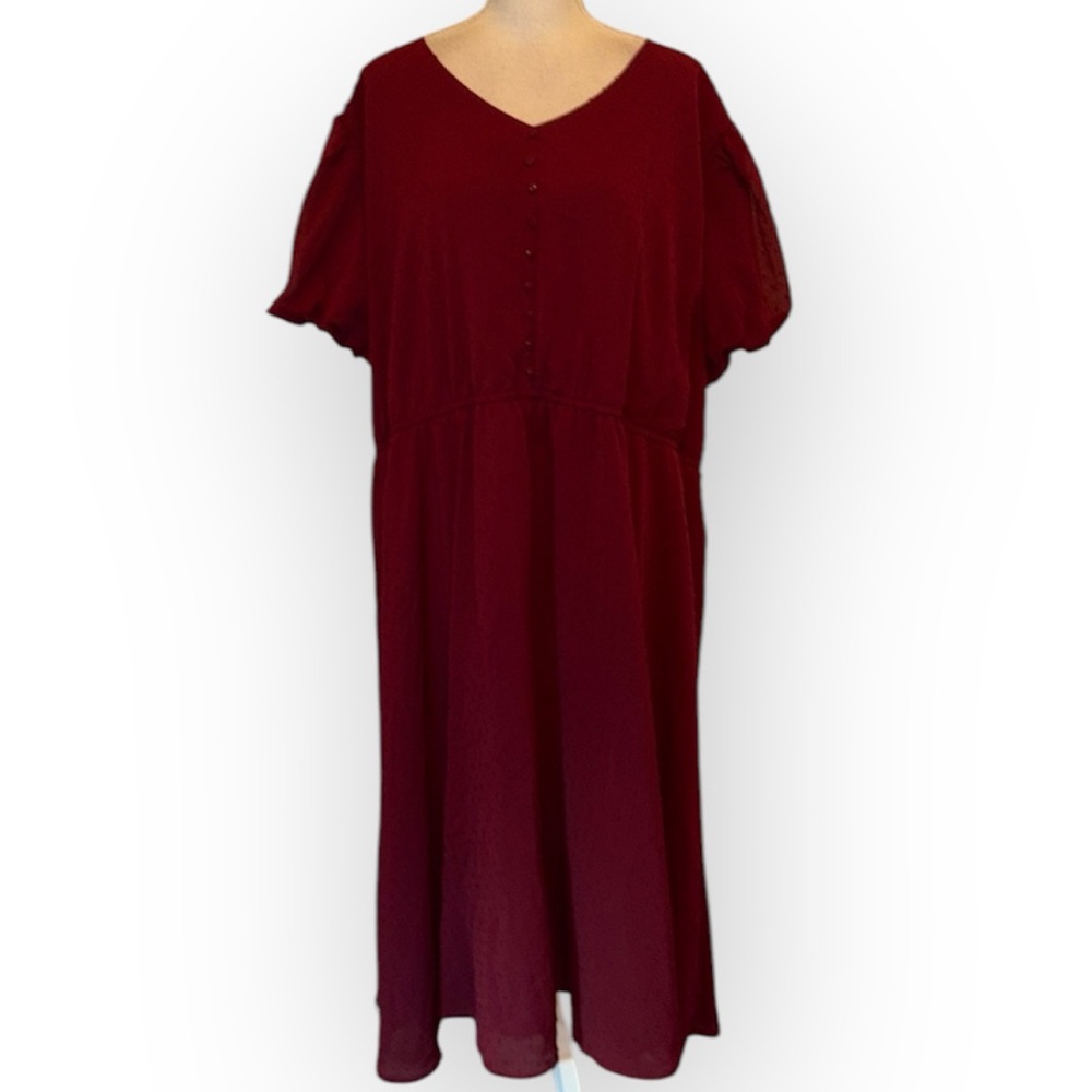 JessaKae Collection puff sleeve v neck maxi dress